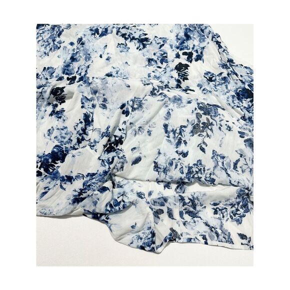 JustFab Women's‎ Floral Faux Wrap Top & Asymmetrical Ruffle Skirt Set Blue XL - Picture 13 of 16
